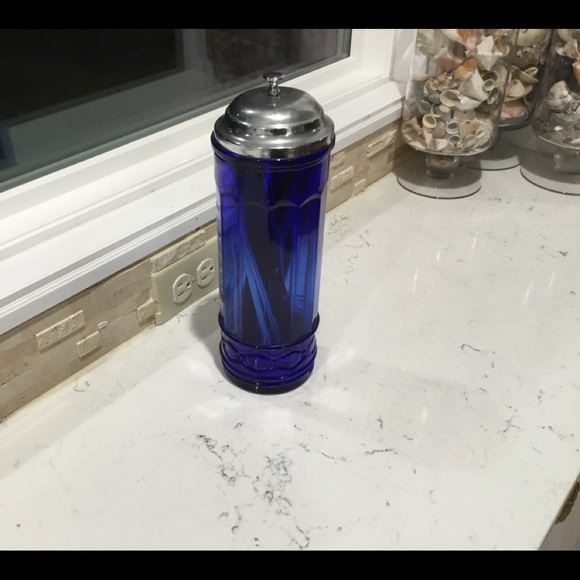 Vintage Cobalt Blue Straw Holder